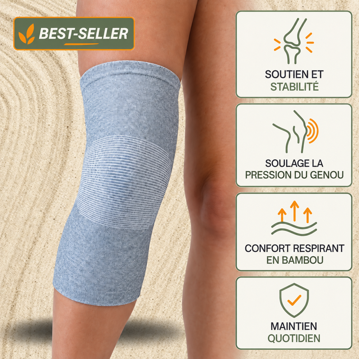 Genouillère en Bambou Premium – Confort & Récupération